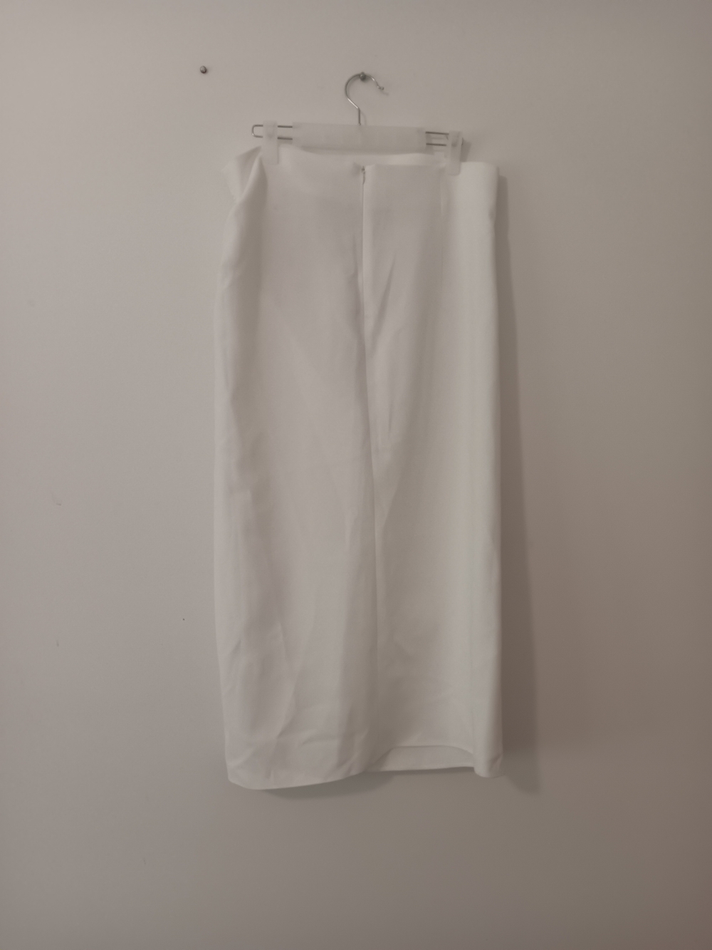 Zara White Ruched Pencil Side Slit Midi Skirt NWT Size XL Coastal - Picture 4 of 5